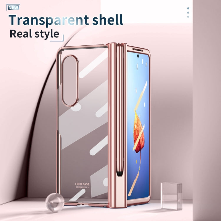 For Samsung Galaxy Z Fold4 Full Body Integrated Electroplating Hinge Phone Case with Pen Slot(Rose Gold) - Galaxy Z Fold4 5G Cases by buy2fix | Online Shopping UK | buy2fix