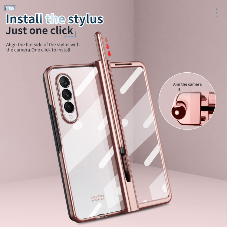 For Samsung Galaxy Z Fold4 Full Body Integrated Electroplating Hinge Phone Case with Pen Slot(Rose Gold) - Galaxy Z Fold4 5G Cases by buy2fix | Online Shopping UK | buy2fix