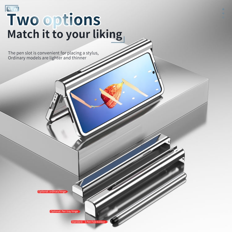 For Samsung Galaxy Z Fold4 Full Body Integrated Electroplating Hinge Phone Case with Pen Slot(Silver) - Galaxy Z Fold4 5G Cases by buy2fix | Online Shopping UK | buy2fix