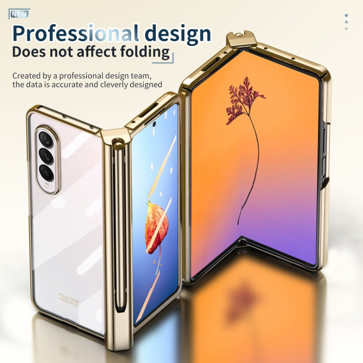 For Samsung Galaxy Z Fold4 Full Body Integrated Electroplating Hinge Phone Case with Pen Slot(Gold) - Galaxy Z Fold4 5G Cases by buy2fix | Online Shopping UK | buy2fix