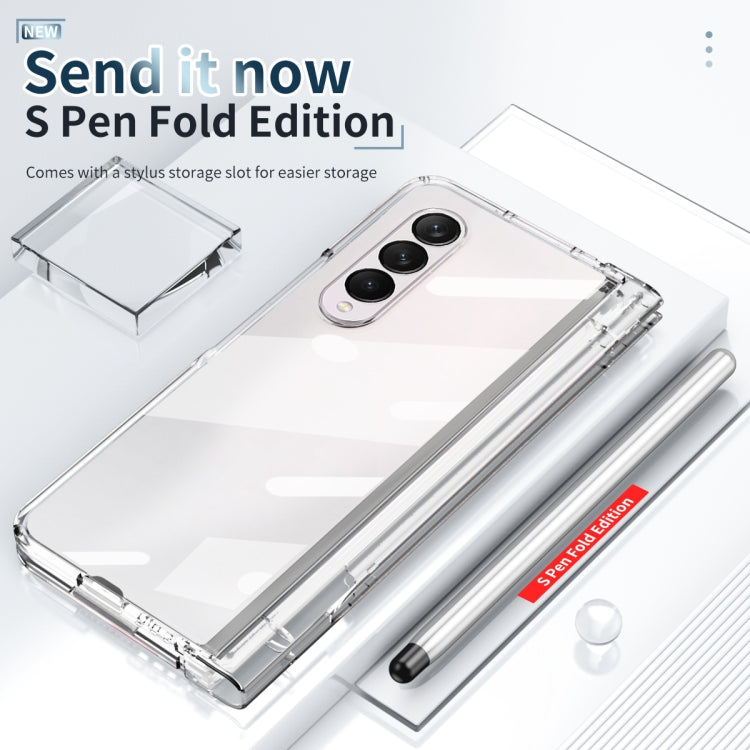 For Samsung Galaxy Z Fold4 Full Body Integrated Electroplating Hinge Phone Case with Pen Slot(Transparent) - Galaxy Z Fold4 5G Cases by buy2fix | Online Shopping UK | buy2fix