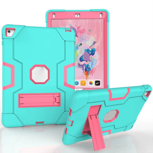 Contrast Color Robot Silicone + PC Tablet Case For iPad 6 / iPad Pro 9.7 2016(Mint Green + Rose Red) - iPad Pro 9.7 inch Cases by buy2fix | Online Shopping UK | buy2fix