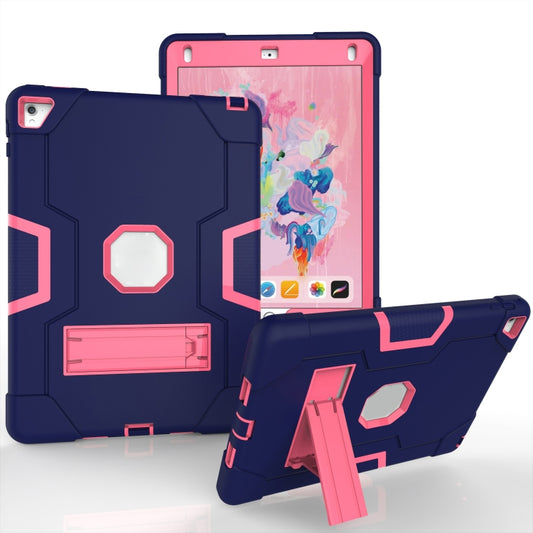 Contrast Color Robot Silicone + PC Tablet Case For iPad 6 / iPad Pro 9.7 2016(Navy Blue + Rose Red) - iPad Pro 9.7 inch Cases by buy2fix | Online Shopping UK | buy2fix