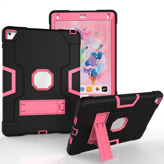 Contrast Color Robot Silicone + PC Tablet Case For iPad 6 / iPad Pro 9.7 2016(Black + Rose Red) - iPad Pro 9.7 inch Cases by buy2fix | Online Shopping UK | buy2fix