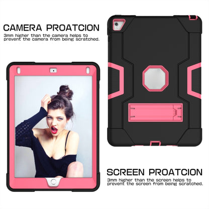 Contrast Color Robot Silicone + PC Tablet Case For iPad 6 / iPad Pro 9.7 2016(Black + Rose Red) - iPad Pro 9.7 inch Cases by buy2fix | Online Shopping UK | buy2fix