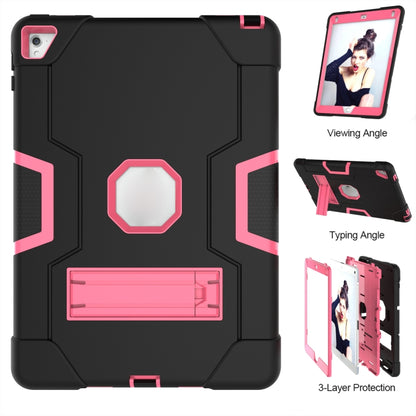 Contrast Color Robot Silicone + PC Tablet Case For iPad 6 / iPad Pro 9.7 2016(Black + Rose Red) - iPad Pro 9.7 inch Cases by buy2fix | Online Shopping UK | buy2fix