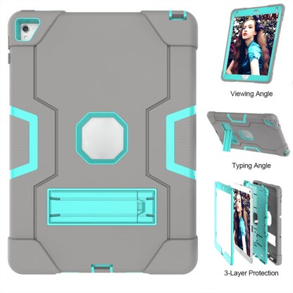 Contrast Color Robot Silicone + PC Tablet Case For iPad 6 / iPad Pro 9.7 2016(Grey + Mint Green) - iPad Pro 9.7 inch Cases by buy2fix | Online Shopping UK | buy2fix