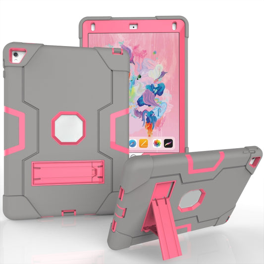 Contrast Color Robot Silicone + PC Tablet Case For iPad 6 / iPad Pro 9.7 2016(Grey Rose Red) - iPad Pro 9.7 inch Cases by buy2fix | Online Shopping UK | buy2fix