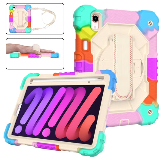 For iPad mini 2024 / mini 6 Contrast Color Robot Silicone + PC Tablet Case with Shoulder Strap(Colorful Blue) - iPad mini 6 Cases by buy2fix | Online Shopping UK | buy2fix