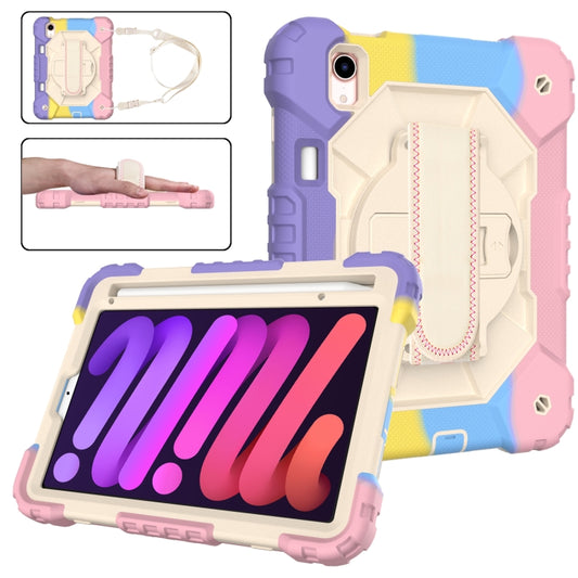 For iPad mini 2024 / mini 6 Contrast Color Robot Silicone + PC Tablet Case with Shoulder Strap(Colorful Pink) - iPad mini 6 Cases by buy2fix | Online Shopping UK | buy2fix