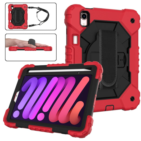 For iPad mini 2024 / mini 6 Contrast Color Robot Silicone + PC Tablet Case with Shoulder Strap(Red+Black) - iPad mini 6 Cases by buy2fix | Online Shopping UK | buy2fix