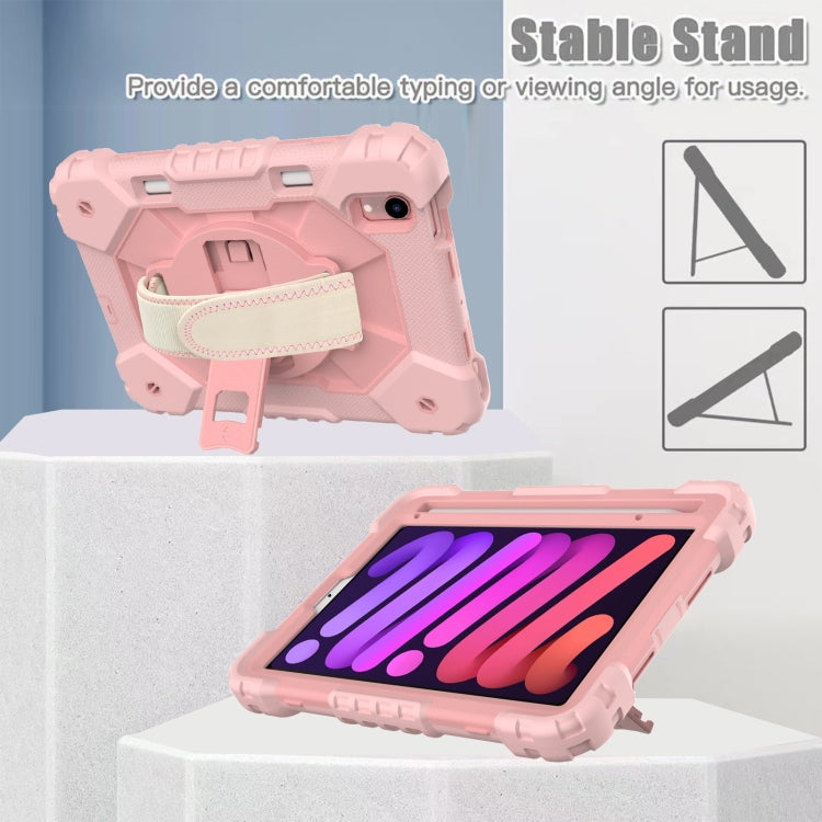 For iPad mini 2024 / mini 6 Contrast Color Robot Silicone + PC Tablet Case with Shoulder Strap(Rose Gold) - iPad mini 6 Cases by buy2fix | Online Shopping UK | buy2fix