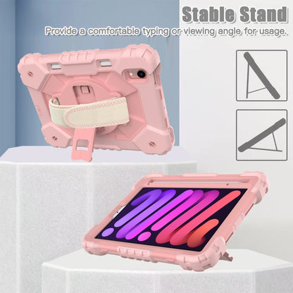 For iPad mini 2024 / mini 6 Contrast Color Robot Silicone + PC Tablet Case with Shoulder Strap(Rose Gold) - iPad mini 6 Cases by buy2fix | Online Shopping UK | buy2fix