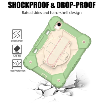 For iPad mini 2024 / mini 6 Contrast Color Robot Silicone + PC Tablet Case with Shoulder Strap(Matcha Green+Beige) - iPad mini 6 Cases by buy2fix | Online Shopping UK | buy2fix