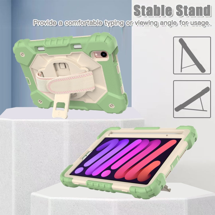 For iPad mini 2024 / mini 6 Contrast Color Robot Silicone + PC Tablet Case with Shoulder Strap(Matcha Green+Beige) - iPad mini 6 Cases by buy2fix | Online Shopping UK | buy2fix