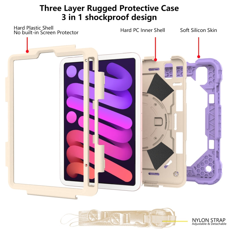 For iPad mini 2024 / mini 6 Contrast Color Robot Silicone + PC Tablet Case(Purple+Beige) - iPad mini 6 Cases by buy2fix | Online Shopping UK | buy2fix