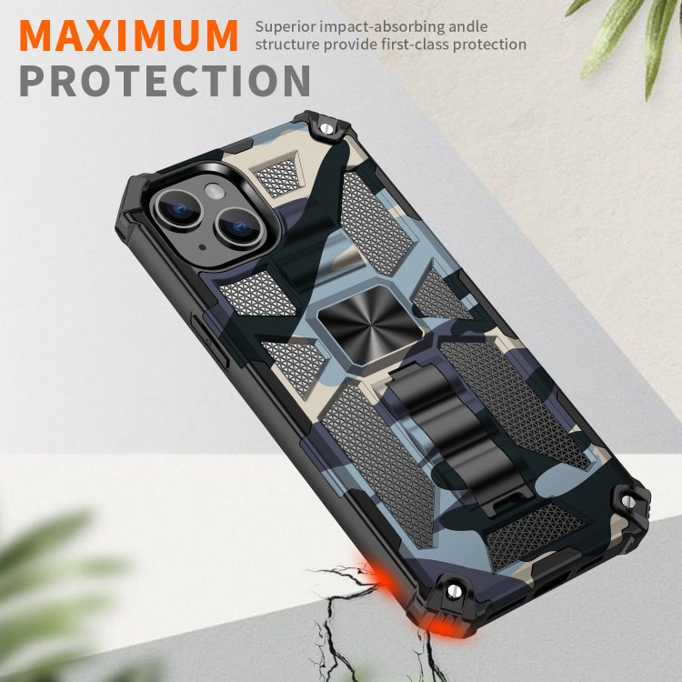 For iPhone 14 Camouflage Armor Shockproof TPU + PC Magnetic Phone Case (Grey) by buy2fix