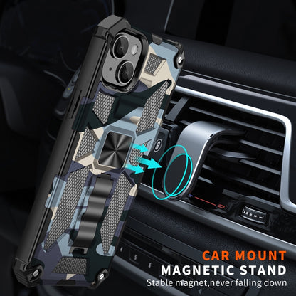 For iPhone 14 Camouflage Armor Shockproof TPU + PC Magnetic Phone Case (Dark Blue) by buy2fix