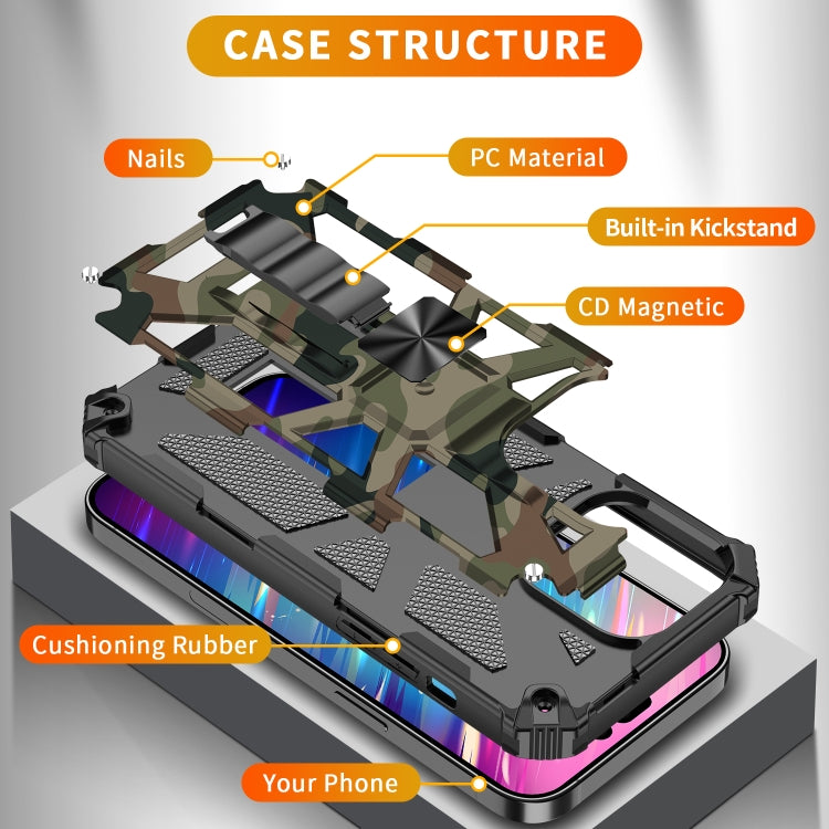 For iPhone 14 Pro Max Camouflage Armor Shockproof TPU + PC Magnetic Phone Case (Army Green) - iPhone 14 Pro Max Cases by buy2fix | Online Shopping UK | buy2fix
