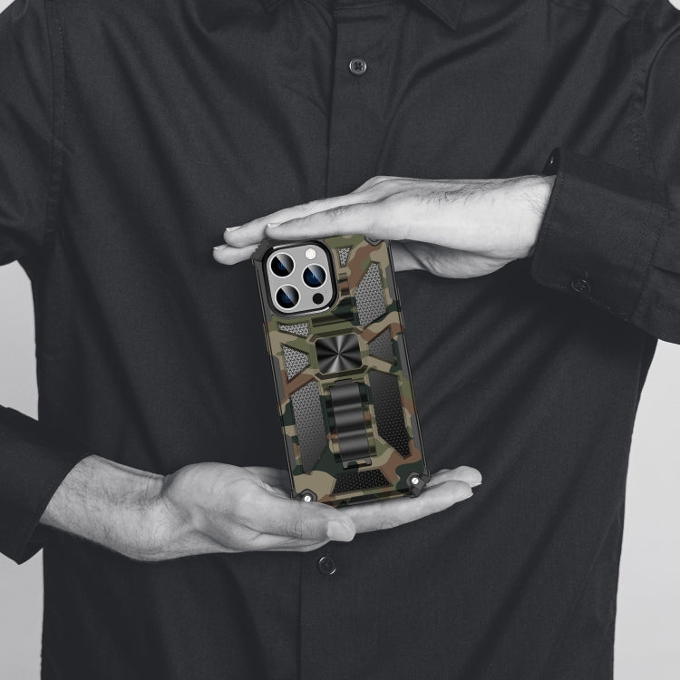 For iPhone 14 Pro Max Camouflage Armor Shockproof TPU + PC Magnetic Phone Case (Army Green) - iPhone 14 Pro Max Cases by buy2fix | Online Shopping UK | buy2fix