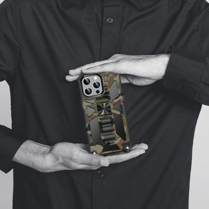 For iPhone 14 Pro Max Camouflage Armor Shockproof TPU + PC Magnetic Phone Case (Grey) - iPhone 14 Pro Max Cases by buy2fix | Online Shopping UK | buy2fix