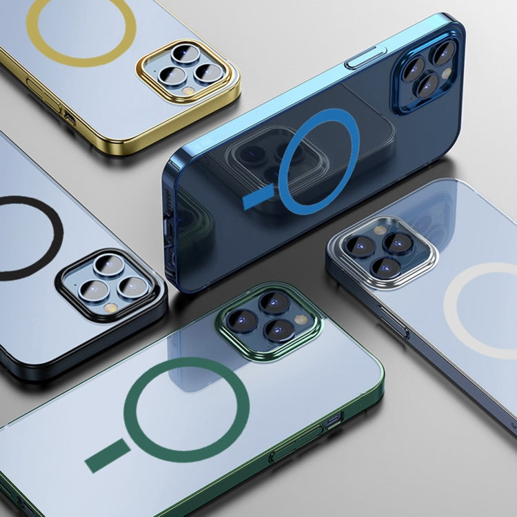 For iPhone 12 Pro Magsafe Magnetic PC Electroplating Transparent Protective Phone Case(Green) by buy2fix