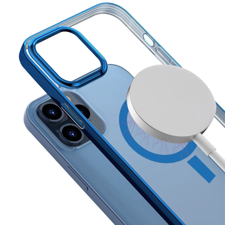 For iPhone 12 Pro Magsafe Magnetic PC Electroplating Transparent Protective Phone Case(Green) by buy2fix