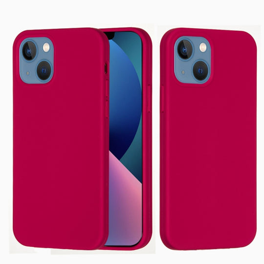 For iPhone 14 Plus Solid Color Silicone Phone Case (Rose Red)
