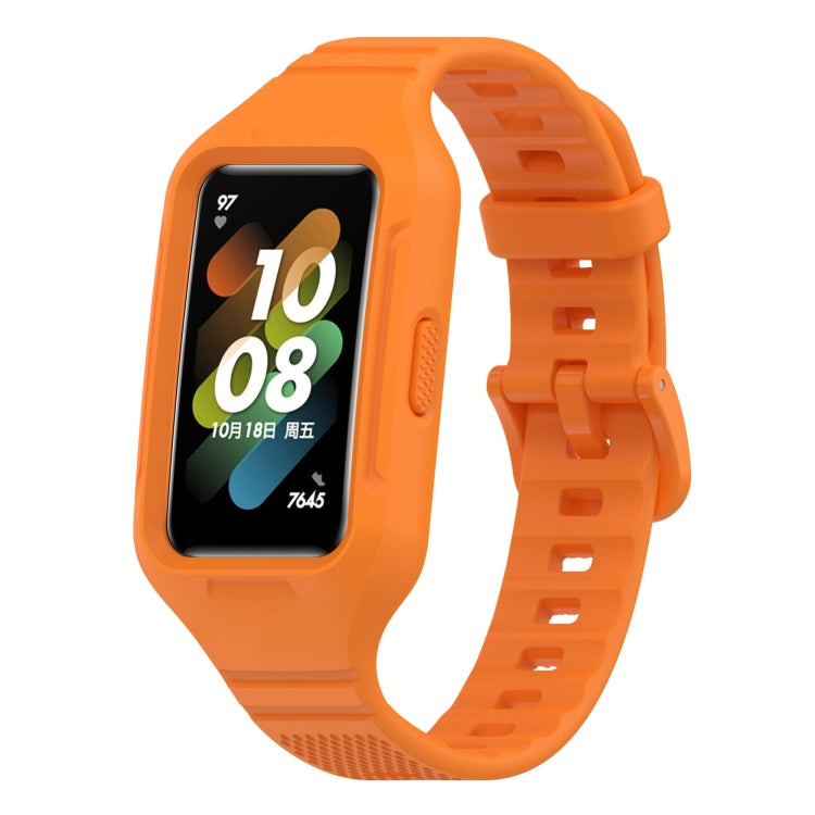 For Huawei Band 10 / 9 / 8 / 7 / 6 Universal Integrated Silicone Watch Band(Orange) by buy2fix