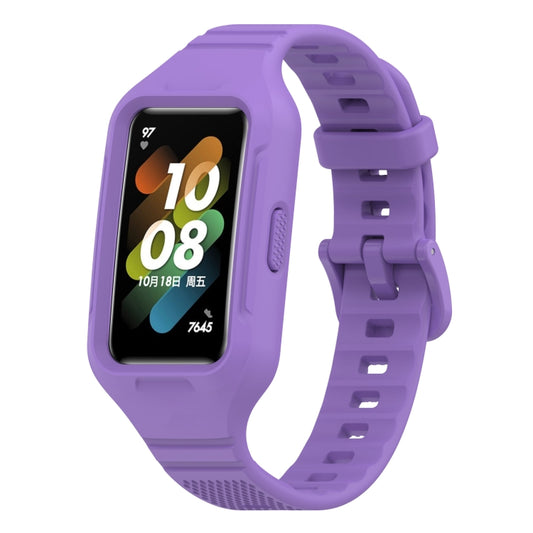 For Huawei Band 10 / 9 / 8 / 7 / 6 Universal Integrated Silicone Watch Band(Lilac Purple) by buy2fix