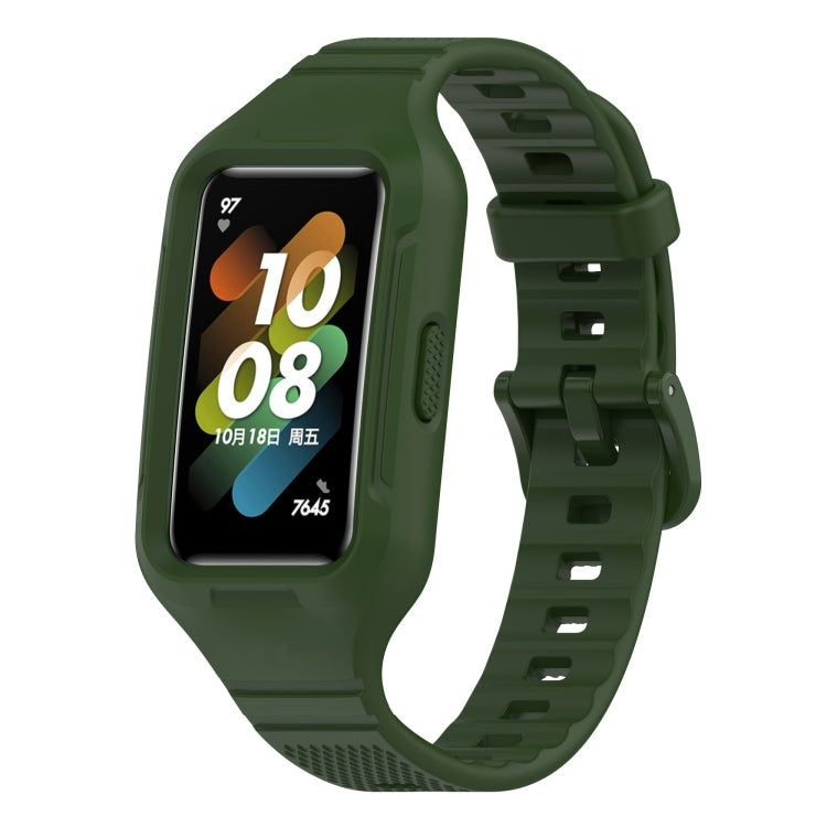 For Huawei Band 10 / 9 / 8 / 7 / 6 Universal Integrated Silicone Watch Band(Army Green) by buy2fix