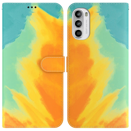 For Motorola Moto G62 5G Watercolor Pattern Horizontal Flip Leather Phone Case(Autumn Leaf Color)