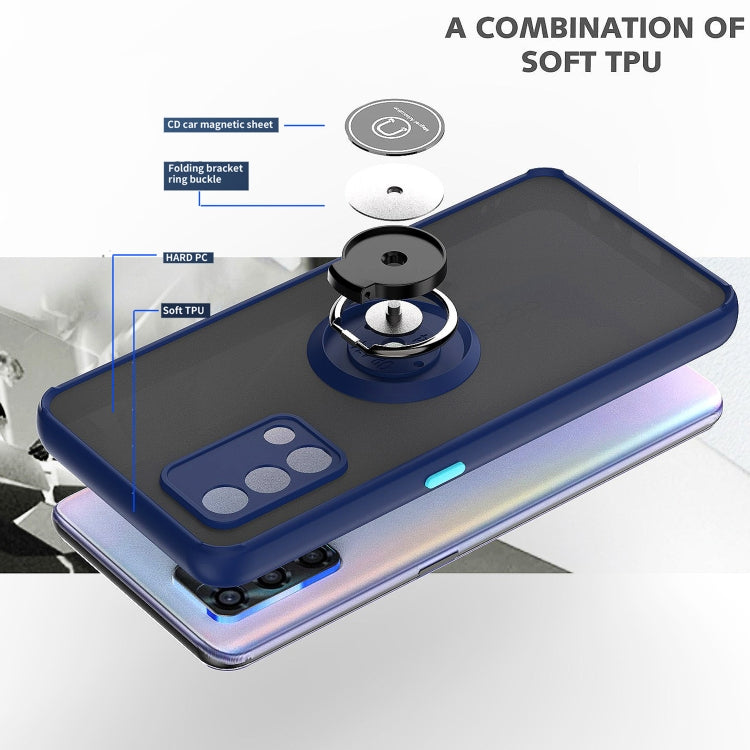 For OPPO A74 4G Q Shadow 1 Series TPU + PC Phone Case with Ring Holder(Black+Red) by buy2fix