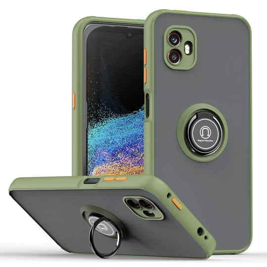 For Samsung Galaxy Xcover6 Pro Q Shadow 1 Series TPU + PC Phone Case with Ring Holder(Green)