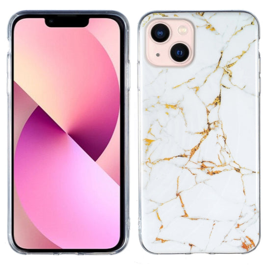 For iPhone 14 IMD Marble TPU Phone Case (White)