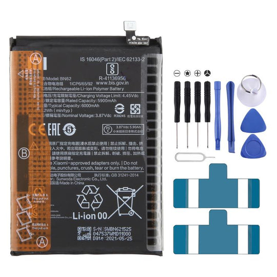 BN62 6000 mAh Li-Polymer Battery Replacement For Xiaomi Redmi Note 9 4G / Redmi 9T / Redmi 9 Power / Poco M3