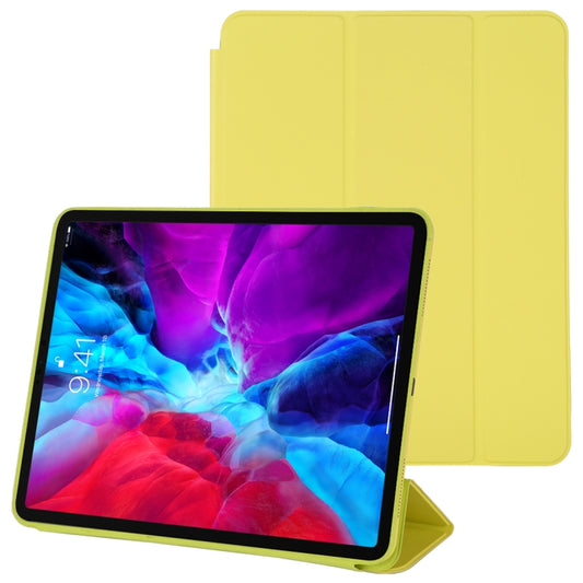 For iPad Pro 12.9 inch (2020/2021) 3-fold Horizontal Flip Smart Leather Tablet Case with Sleep / Wake-up Function & Holder(Yellow) - iPad Pro 12.9 (2022/2021) Cases by buy2fix | Online Shopping UK | buy2fix