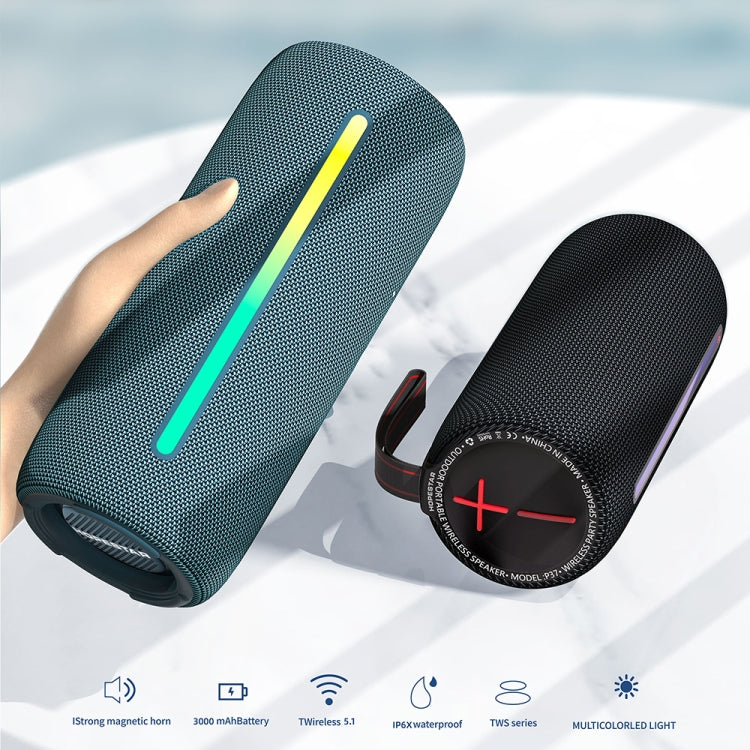 HOPESTAR P37 Outdoor Portable RGB Light Waterproof Wireless Bluetooth Speaker(Blue) - Waterproof Speaker by HOPESTAR | Online Shopping UK | buy2fix