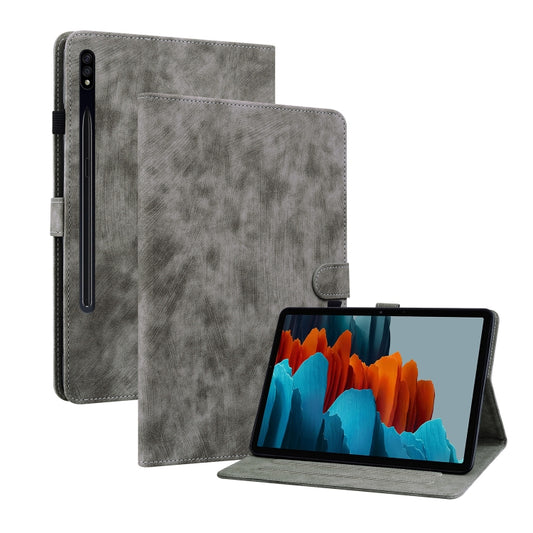 For Samsung Galaxy Tab S7/Tab S8 Tiger Pattern Flip Leather Tablet Case(Grey) - Galaxy Tab S8 Cases by buy2fix | Online Shopping UK | buy2fix