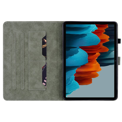 For Samsung Galaxy Tab S7/Tab S8 Tiger Pattern Flip Leather Tablet Case(Grey) - Galaxy Tab S8 Cases by buy2fix | Online Shopping UK | buy2fix