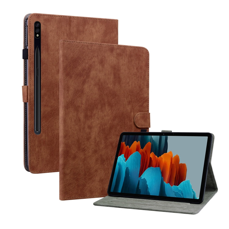 For Samsung Galaxy Tab S7/Tab S8 Tiger Pattern Flip Leather Tablet Case(Brown) by buy2fix