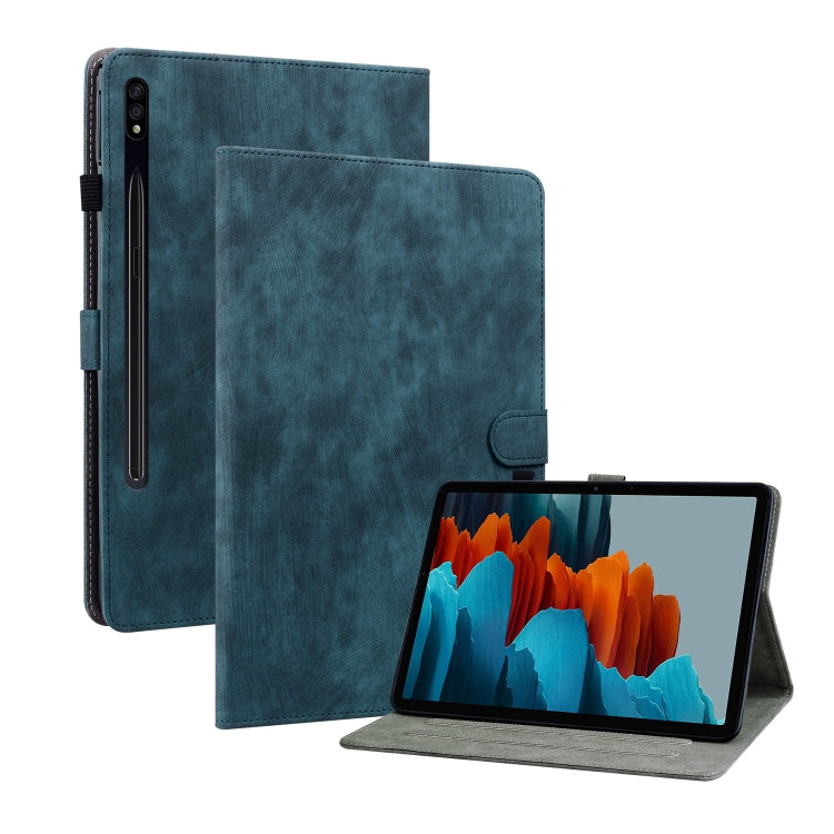 For Samsung Galaxy Tab S7/Tab S8 Tiger Pattern Flip Leather Tablet Case(Dark Blue) by buy2fix