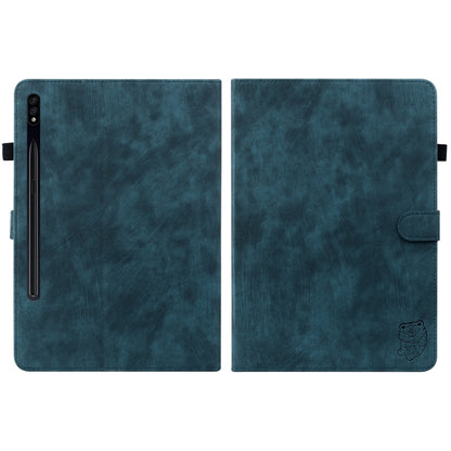 For Samsung Galaxy Tab S7/Tab S8 Tiger Pattern Flip Leather Tablet Case(Dark Blue) by buy2fix