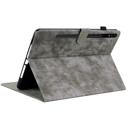For Samsung Galaxy Tab S7+/Tab S8+ Tiger Pattern Flip Leather Tablet Case(Grey) - Galaxy Tab S8+ Cases by buy2fix | Online Shopping UK | buy2fix