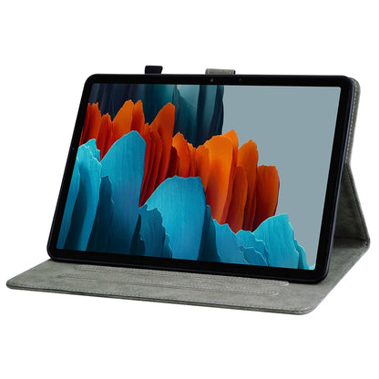 For Samsung Galaxy Tab S7+/Tab S8+ Tiger Pattern Flip Leather Tablet Case(Grey) - Galaxy Tab S8+ Cases by buy2fix | Online Shopping UK | buy2fix