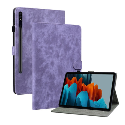 For Samsung Galaxy Tab S7+/Tab S8+ Tiger Pattern Flip Leather Tablet Case(Purple) by buy2fix