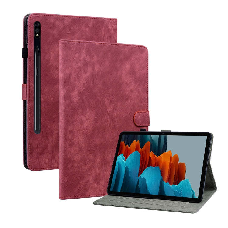 For Samsung Galaxy Tab S7+/Tab S8+ Tiger Pattern Flip Leather Tablet Case(Red) by buy2fix