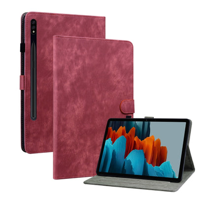 For Samsung Galaxy Tab S7+/Tab S8+ Tiger Pattern Flip Leather Tablet Case(Red) by buy2fix