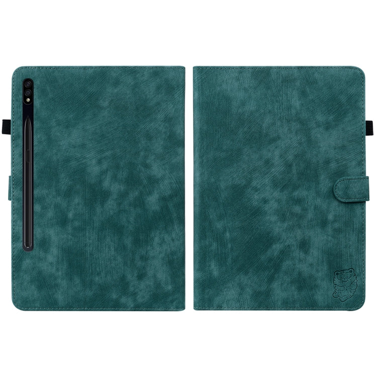 For Samsung Galaxy Tab S7+/Tab S8+ Tiger Pattern Flip Leather Tablet Case(Dark Green) by buy2fix