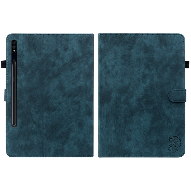 For Samsung Galaxy Tab S7+/Tab S8+ Tiger Pattern Flip Leather Tablet Case(Dark Blue) by buy2fix